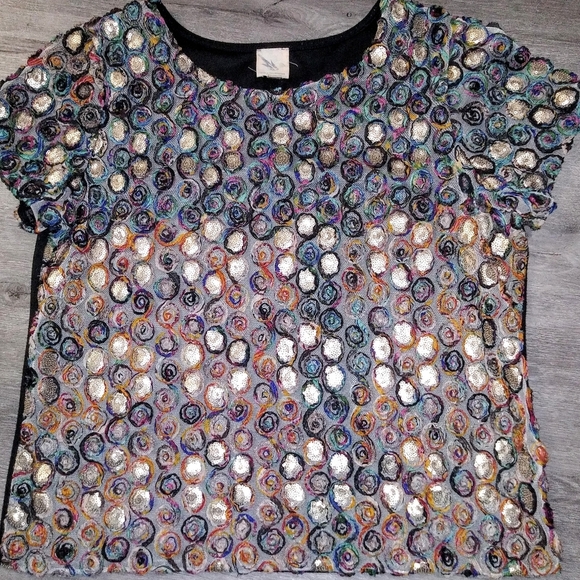 Anthropologie | Colorful Spiral Design Top Sz L - Picture 1 of 3